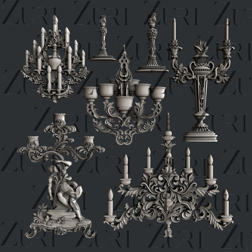 Baroque Candelabras silicone mold by Zuri